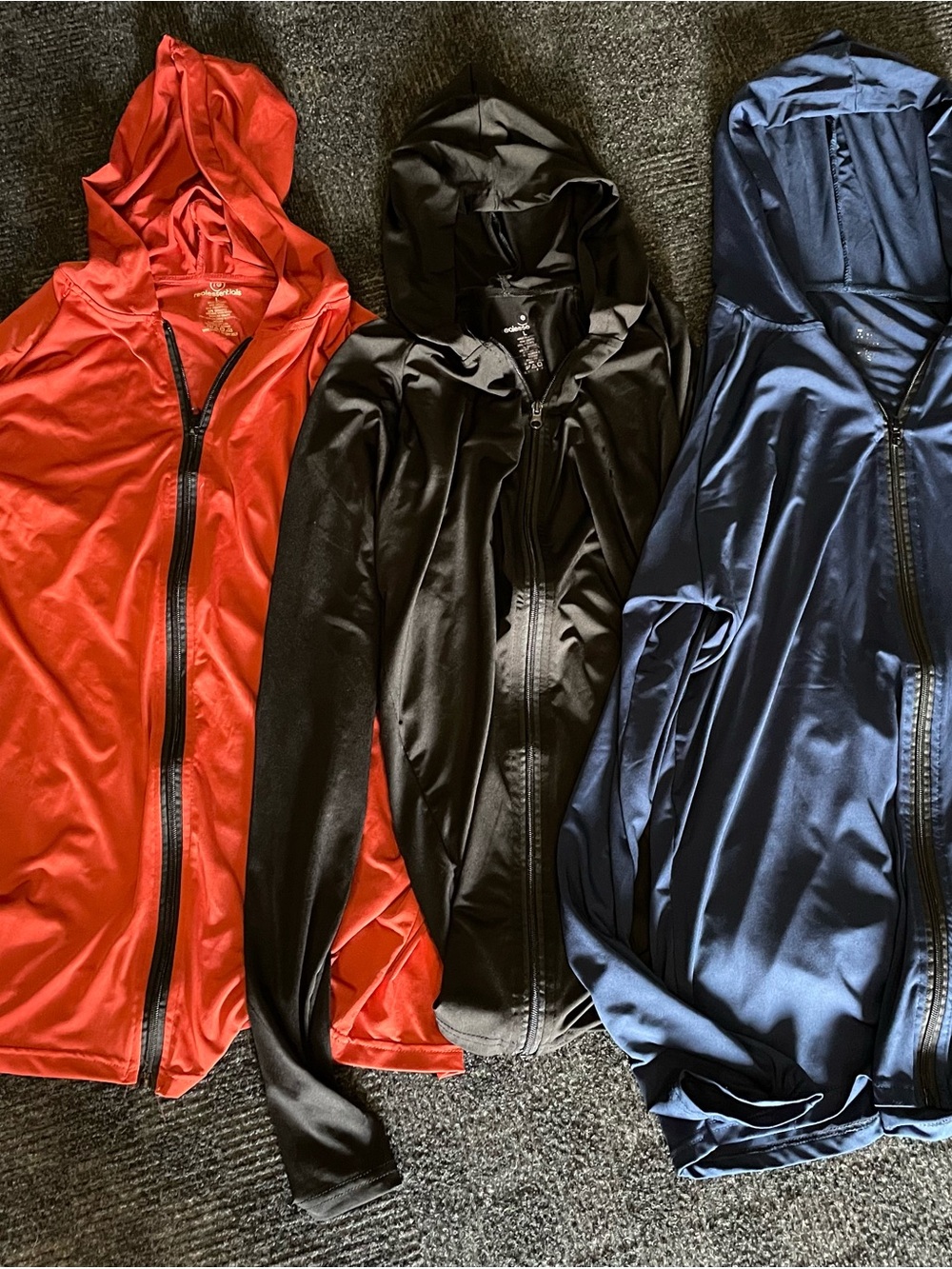 Lightweight Hooded Jacket - Orange, Black, and Blue. Set of 3